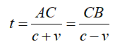t = AC/(c+v) = CB/(c−v)